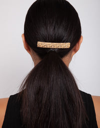 Gold Textured Long Barrette Hair Clip - link has visual effect only