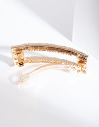 Gold Cut-Out Rectangle Texture Hair Clip - link has visual effect only