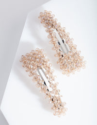 Silver Neutral Glass Bead Hair Clip Duo - link has visual effect only