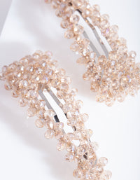 Silver Neutral Glass Bead Hair Clip Duo - link has visual effect only