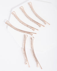 Rose Gold Mini Crystal Hair Pin 6-Pack - link has visual effect only