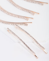 Rose Gold Mini Crystal Hair Pin 6-Pack - link has visual effect only