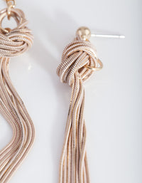 Pink & Gold Thread Chain Knot Earrings - link has visual effect only