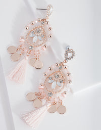 Rose Gold Pink Tassel Bead Earrings - link has visual effect only