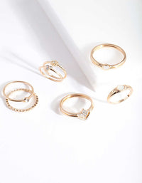 Gold Diamante Textured Ring Pack - link has visual effect only