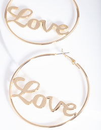 Gold Love Hoop Earrings - link has visual effect only