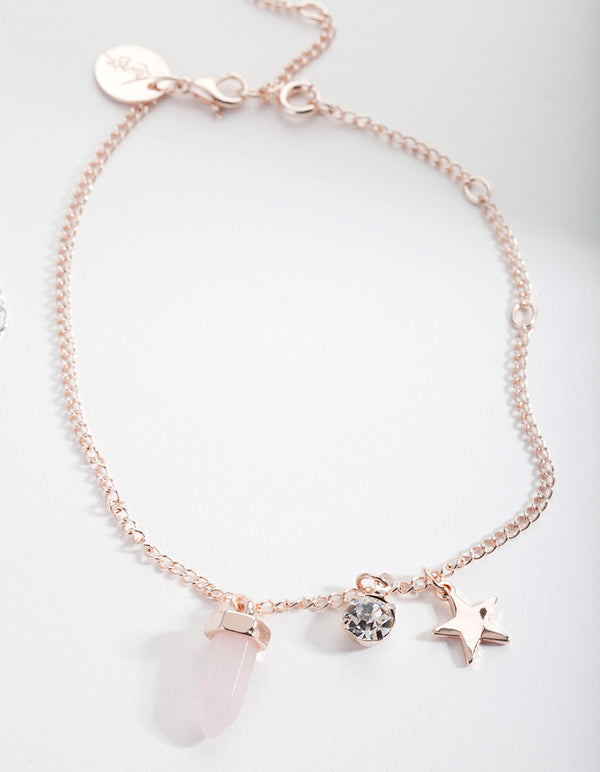 Moonstone Rose Quartz Charm Bracelet Gift Box Lovisa