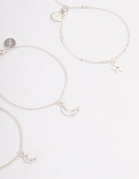 Shiny Silver Celestial Themed Bracelet or Anklet Pack - link has visual effect only