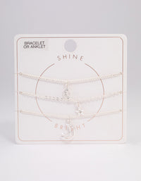 Shiny Silver Celestial Themed Bracelet or Anklet Pack - link has visual effect only