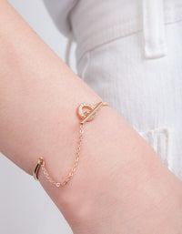 Gold Diamante Link Cuff Bracelet - link has visual effect only