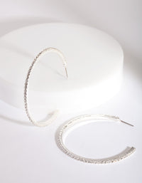 Silver Fine Diamante Hoop Earrings - link has visual effect only