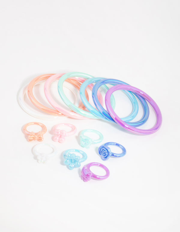 Kids Pastel Bangle & Ring Set