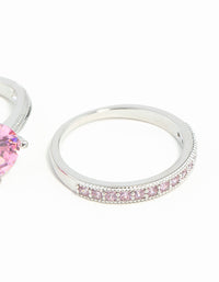 Pink Cubic Zirconia 3 Ring Stack Pack - link has visual effect only