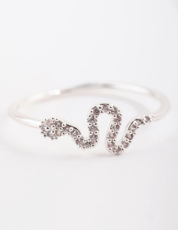 Silver Cubic Zirconia Snake Ring