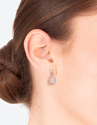 Encircled Mini Diamond Simulant Pear Drop Earrings - link has visual effect only