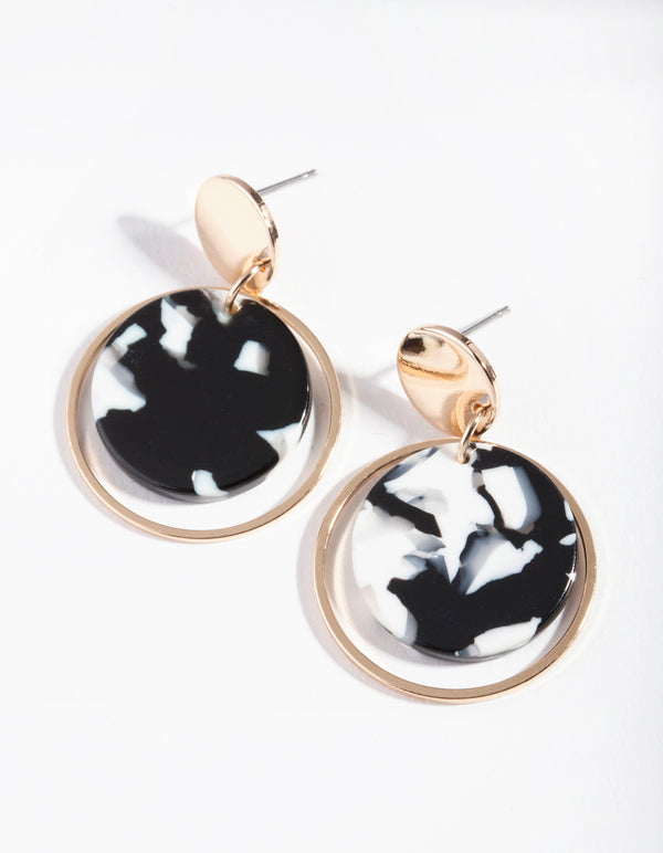 Black White Acrylic Circle Earrings