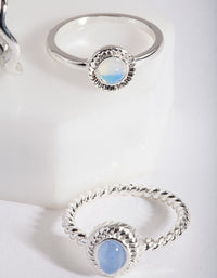 Silver Blue Stone Ring Stack - link has visual effect only