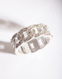 Silver Diamante Chain Ring - link has visual effect only