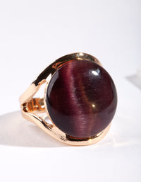 Gold Large Purple Cateye Ring - link has visual effect only