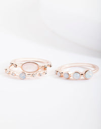 Rose Gold Reflective Stone Ring Stack - link has visual effect only