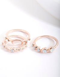 Rose Gold Reflective Stone Ring Stack - link has visual effect only