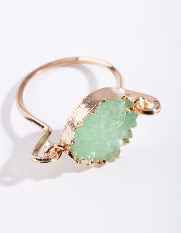 Gold Jade Druzy Ring