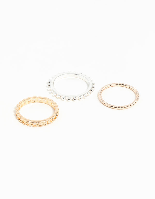 Mixed Metal Chain Ring Stack