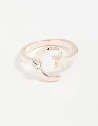 Rose Gold Open Moon Star Ring - link has visual effect only