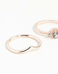 Rose Gold Diamante 3 Band Ring Stack - link has visual effect only