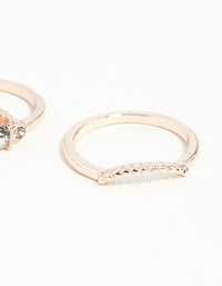 Rose Gold Diamante 3 Band Ring Stack - link has visual effect only