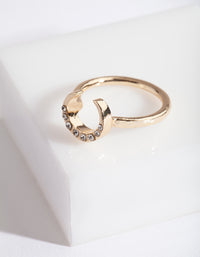 Gold Horseshoe Diamante Ring - link has visual effect only