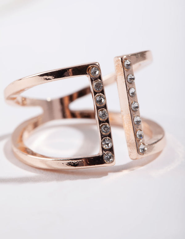 Rose Gold Open Diamante Ring