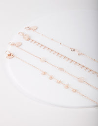 Rose Gold Floral Anklet Bracelet 4-Pack - link has visual effect only