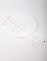 Rose Gold Floral Anklet Bracelet 4-Pack - link has visual effect only