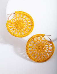 Yellow Crochet Hoop Earrings - link has visual effect only