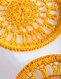 Yellow Crochet Hoop Earrings - link has visual effect only