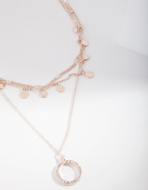 Rose Gold Disc & Circle Charm Choker