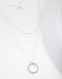 Silver Diamante Circle Layered Necklace - link has visual effect only