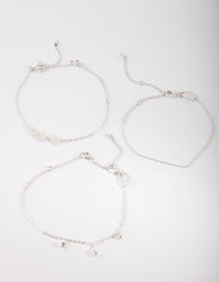 Silver 3 Disc Friendship Anklet Bracelet Pack - link has visual effect only