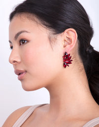 Red Gem Statement Stud Earrings - link has visual effect only