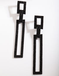 Black Diamante Rectangle Earrings - link has visual effect only