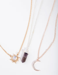 Mixed Metal Celestial Semi Precious Necklace Pack - link has visual effect only