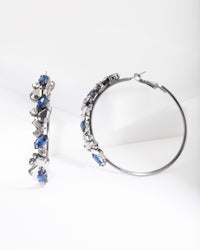 Gunmetal Sapphire Hoop Earrings - link has visual effect only