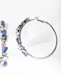 Gunmetal Sapphire Hoop Earrings - link has visual effect only