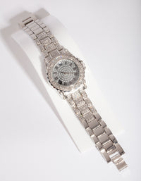 Silver Large Mega Bling Watch - link has visual effect only