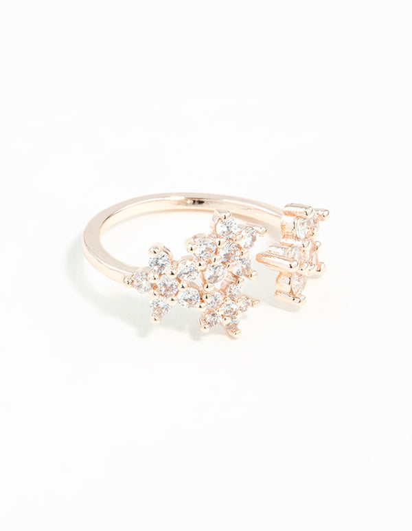 Rose Gold Cubic Zirconia Flower Ring