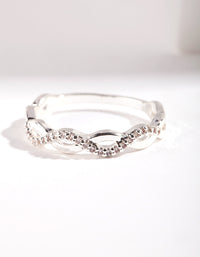 Cubic Zirconia Half Diamante Rope Ring - link has visual effect only