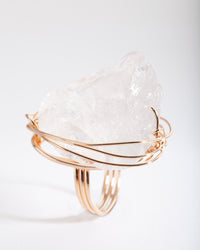 Gold Extra Large Crystal Wire Wrap Ring - link has visual effect only