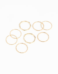 Gold Diamond Cut Ring Stack 8-Pack - link has visual effect only