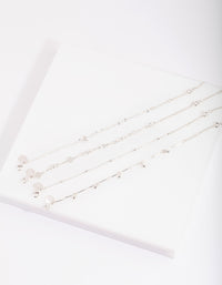 Silver Cubic Zirconia Drop Anklet Bracelet Pack - link has visual effect only